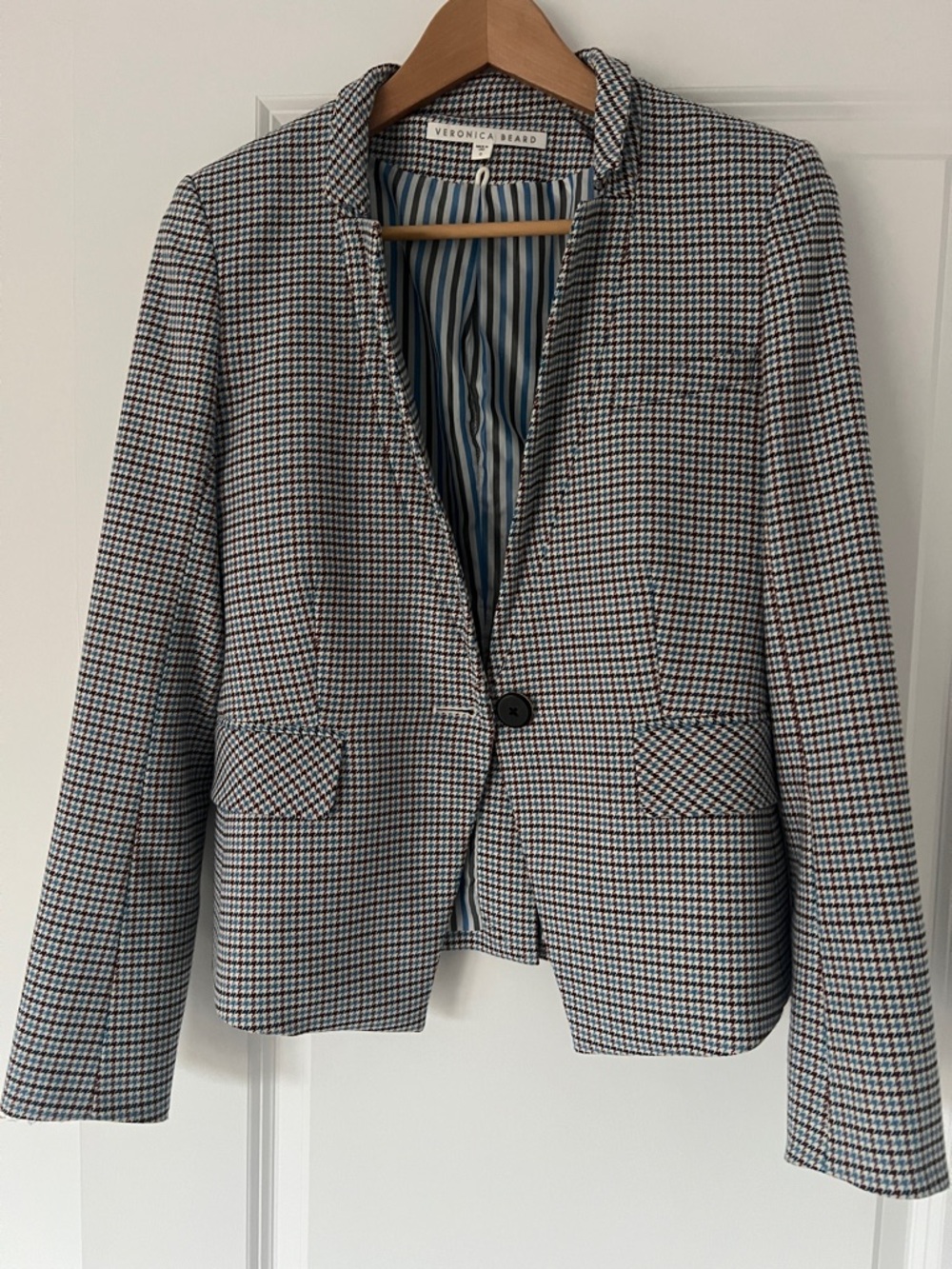 Veronica Beard Houndstooth Blazer in Black, White & Brown